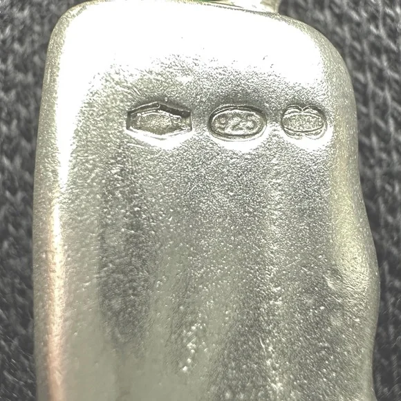 .925 Silver Figa Amulet On 24 Byzantine Chain / 80 GRAMS OF SILVER !!!